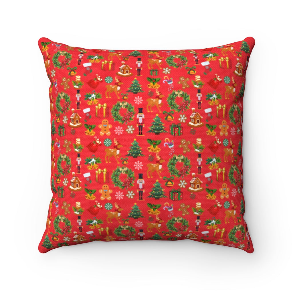 Christmas Joy Holiday Red Square Pillow (20 X 20) (Dual-Sided)