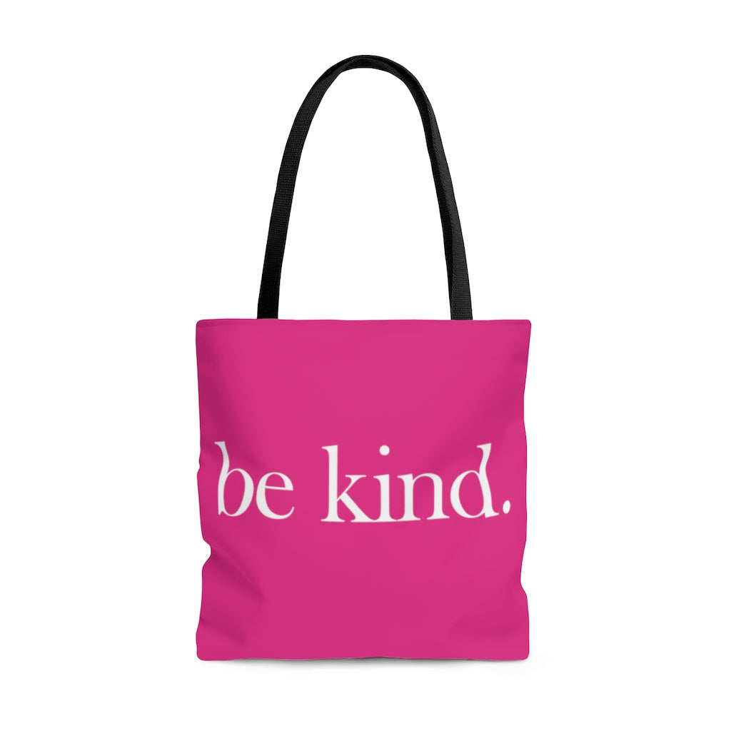 be kind. Large Raspberry Tote Bag (Dual-Sided Design)