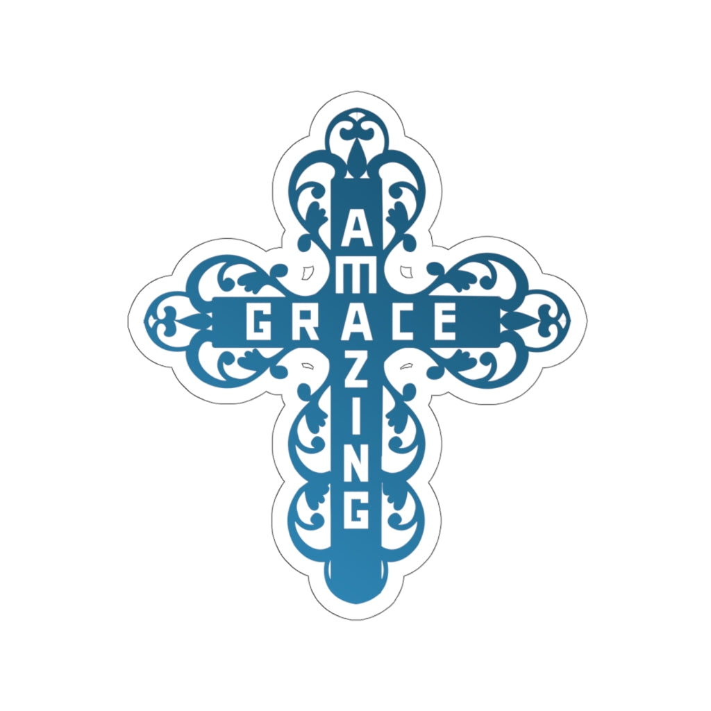 Amazing Grace Filigree Cross Car Sticker (6 X 6)