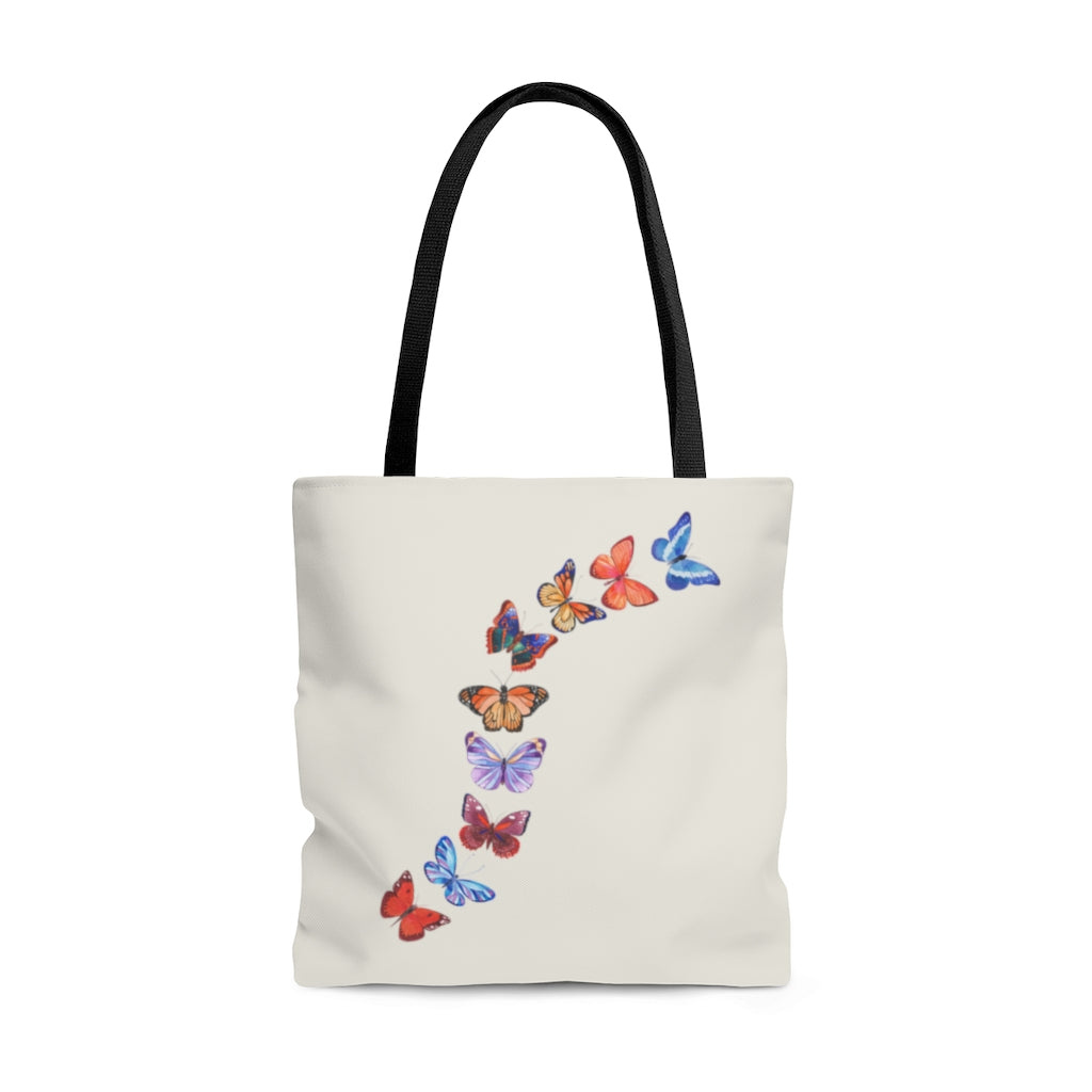 Butterflies in Flight Large "Natural" Tote Bag (Dual-Sided Design)