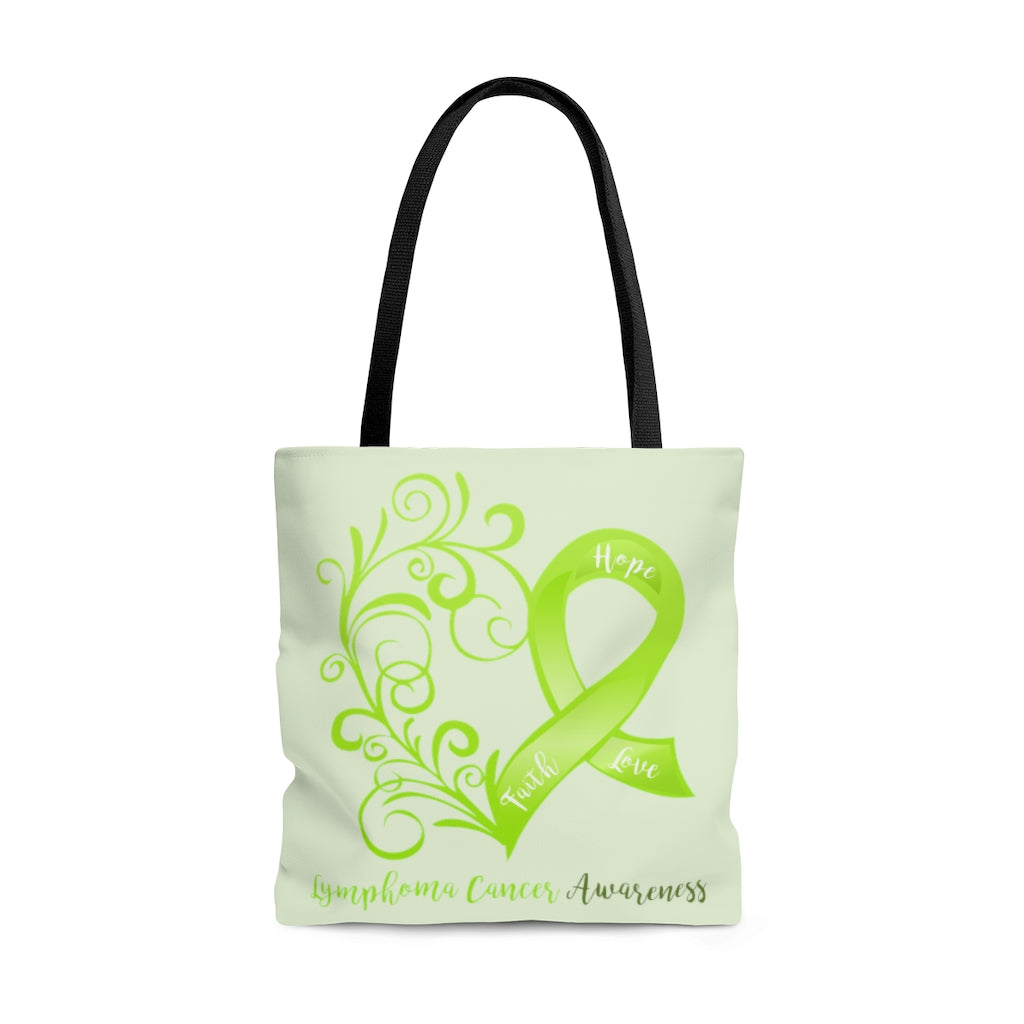 Lymphoma Awareness Large Light Green Tote Bag (Dual-Sided Design)