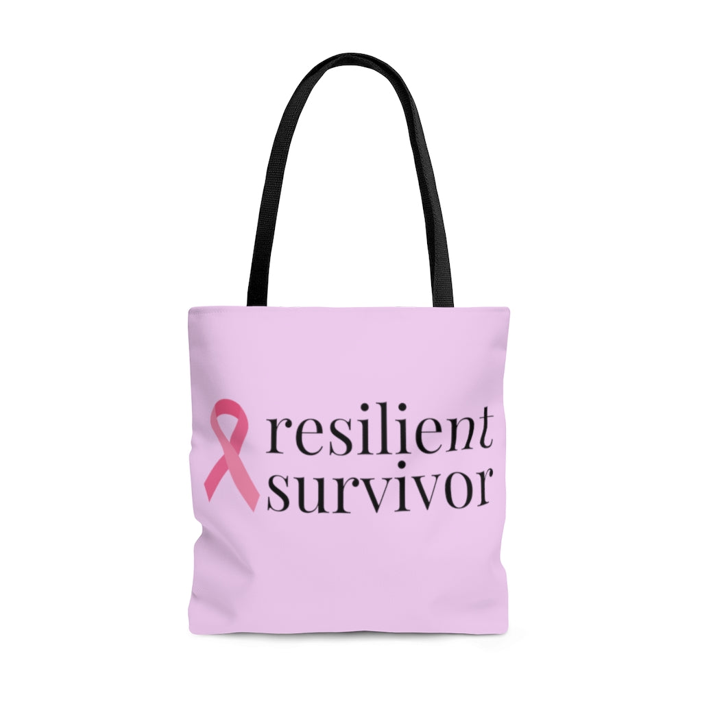 Breast Cancer resilient survivor Ribbon Large Tote Bag (Pink)