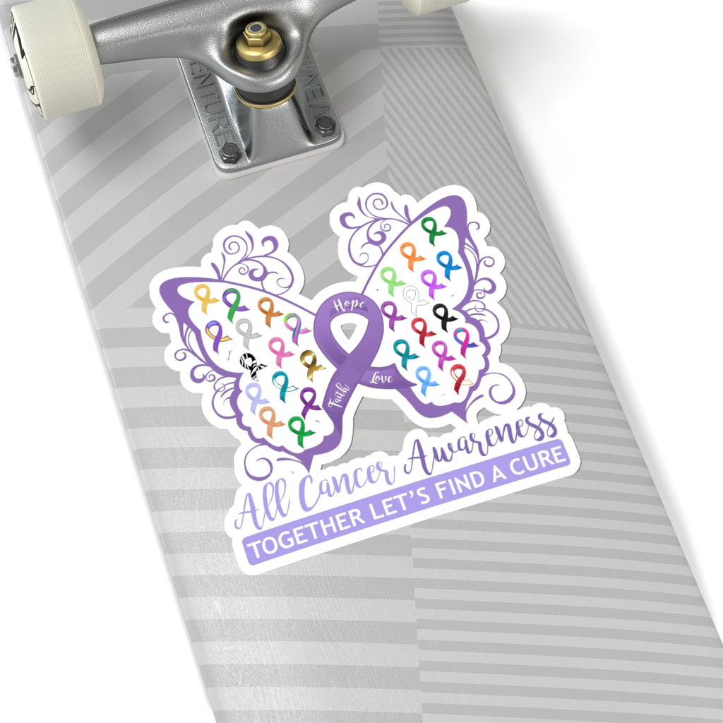 All Cancer Awareness Filigree Butterfly Car Sticker (6 X 6)