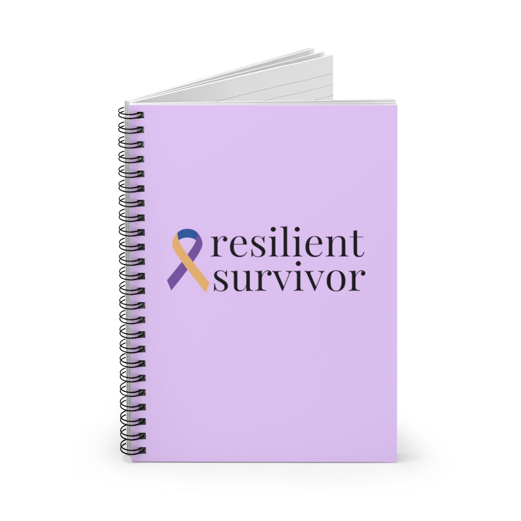 Bladder Cancer "resilient survivor" (Lavender) Spiral Journal - Ruled Line