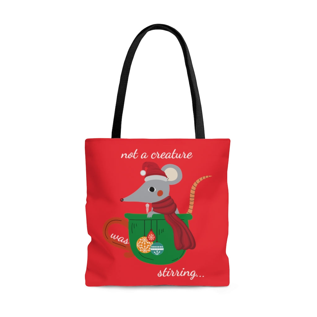not a creature was stirring... Red Tote Bag (Dual-Sided Design)