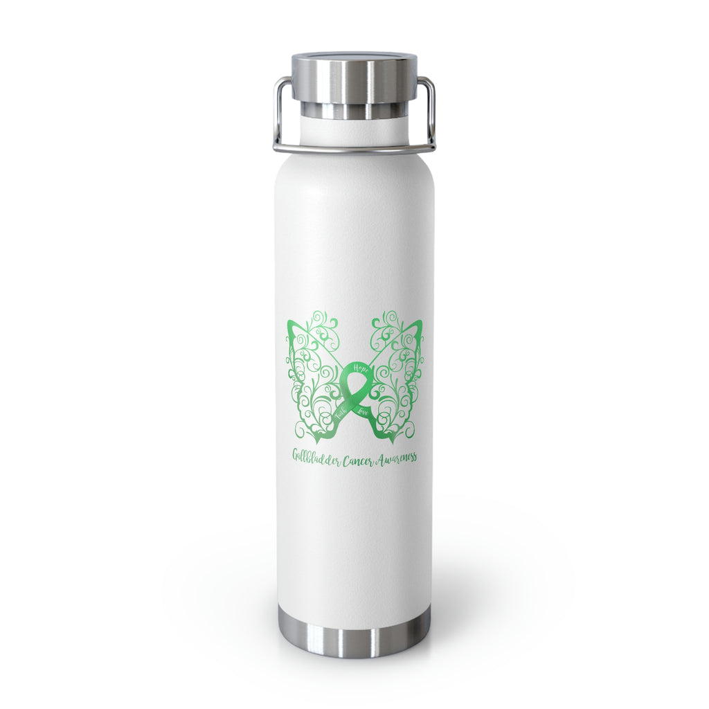 Gallbladder Cancer Awareness Filigree Butterfly Copper Vacuum Insulated Bottle, 22oz - Several Colors Available