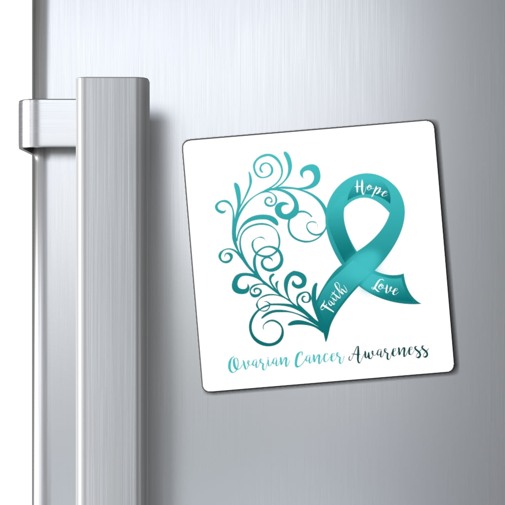 Ovarian Cancer Awareness Magnet (White Background) (3 Sizes Available)