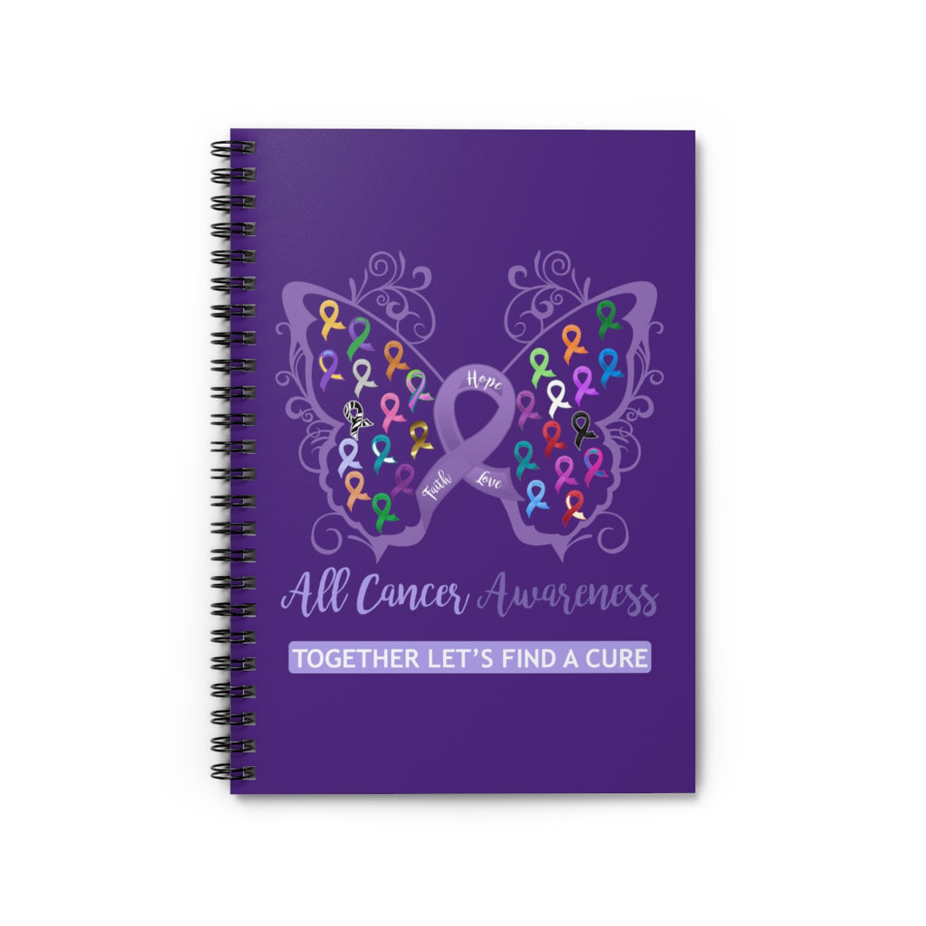 All Cancer Awareness Filigree Butterfly Purple Spiral Journal - Ruled Line