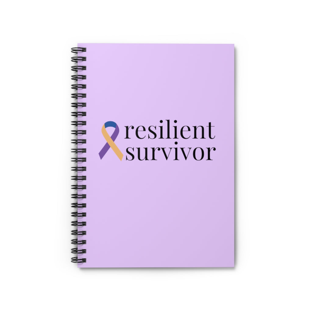 Bladder Cancer "resilient survivor" (Lavender) Spiral Journal - Ruled Line