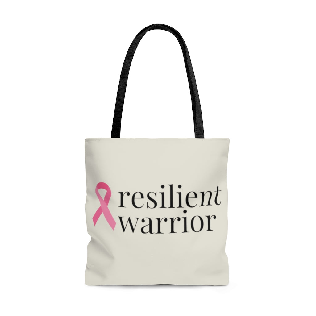 Breast Cancer resilient warrior Ribbon Large Tote Bag (Natural)