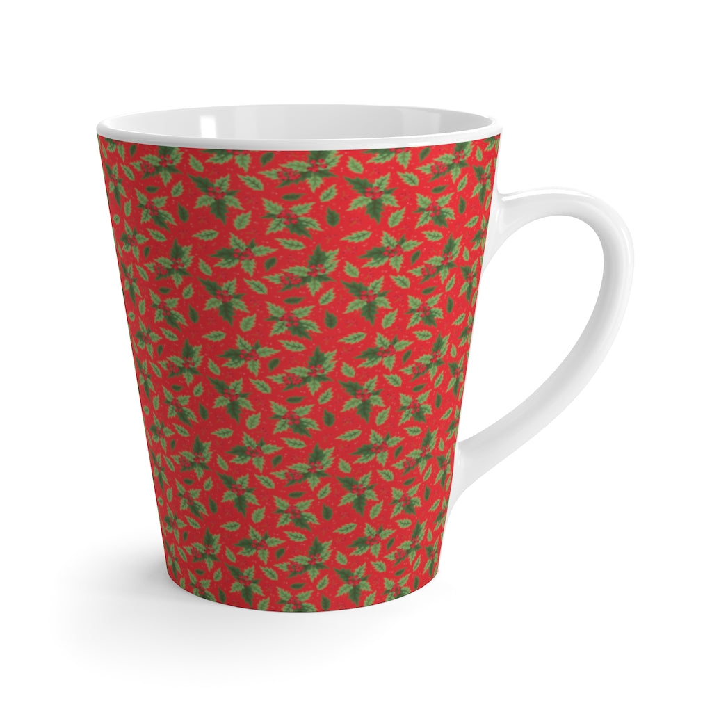 Christmas Holly Holiday Red Latte Mug (12 oz.)