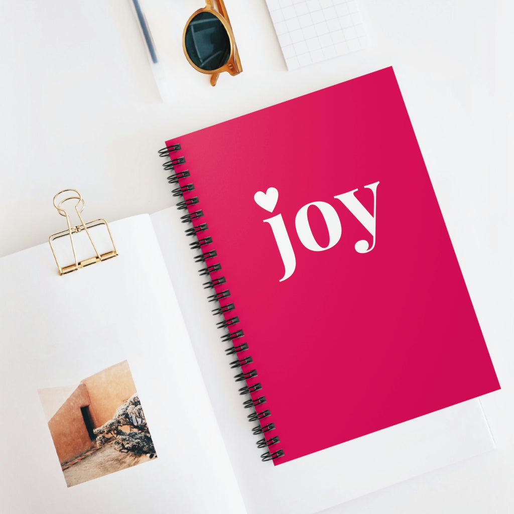 joy Heart Raspberry Spiral Journal - Ruled Line