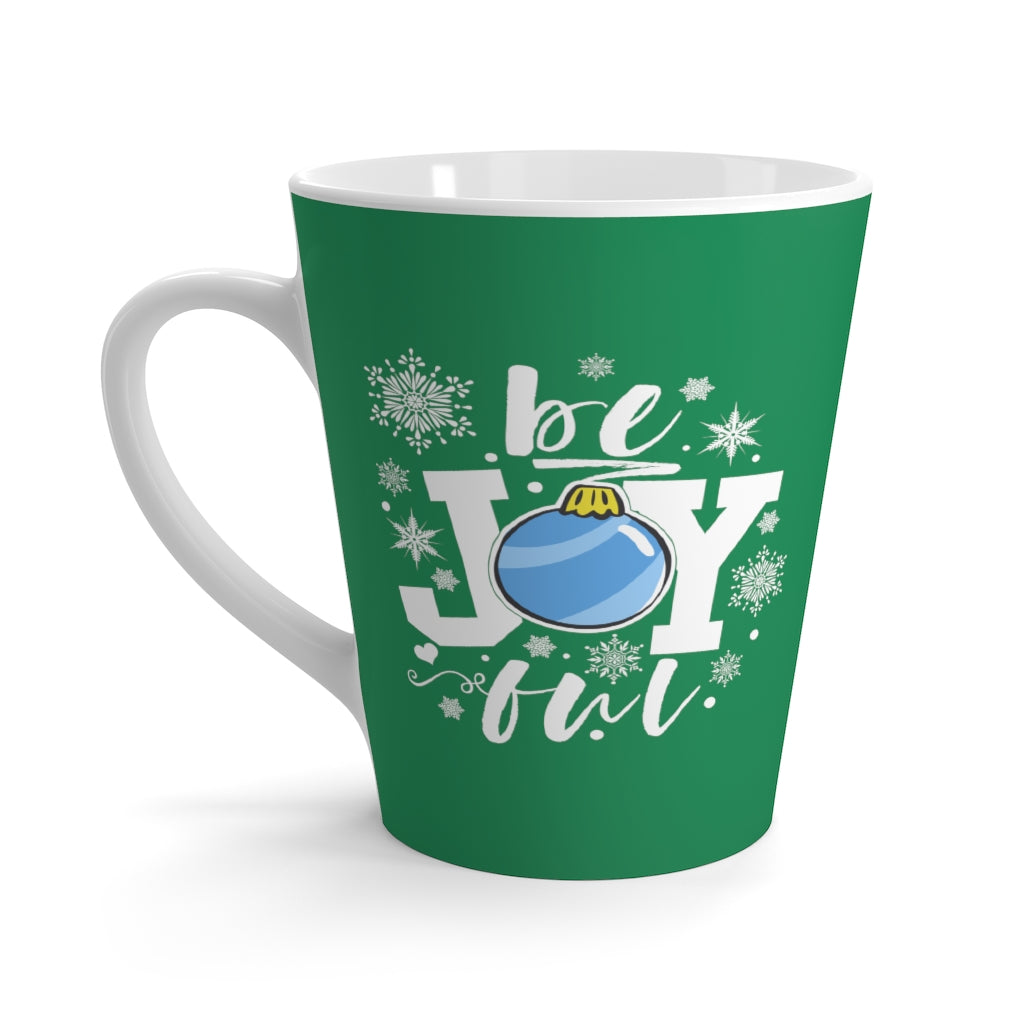 be Joyful Ornament Snowflakes Holiday Green Latte Mug (12 oz.)