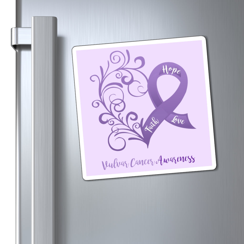 Vulvar Cancer Awareness Magnet (Lavender Background) (3 Sizes Available)