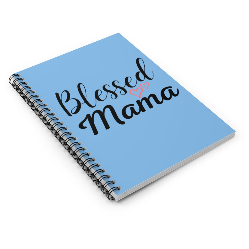 Blessed Mama Light Blue Spiral Journal - Ruled Line