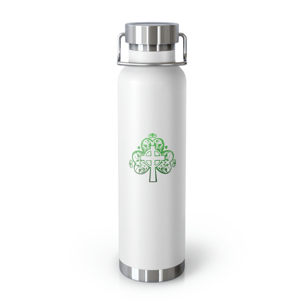 St. Patrick's Day Filigree Cross in Shamrock Copper Vacuum Insulated Bottle, 22oz - Several Colors Available