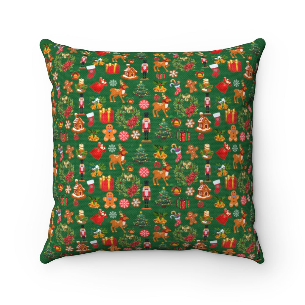 Christmas Joy Holiday Green Square Pillow (20 X 20) (Dual-Sided)