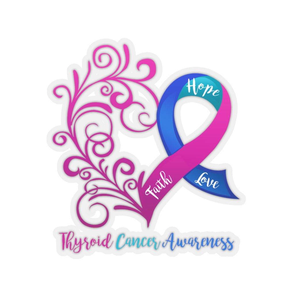 Thyroid Cancer Awareness Heart Car Sticker (6 X 6)