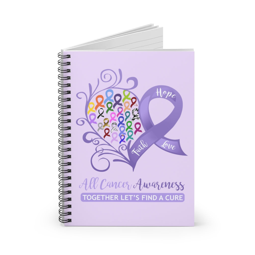 All Cancer Awareness Heart Lavender Spiral Journal - Ruled Line