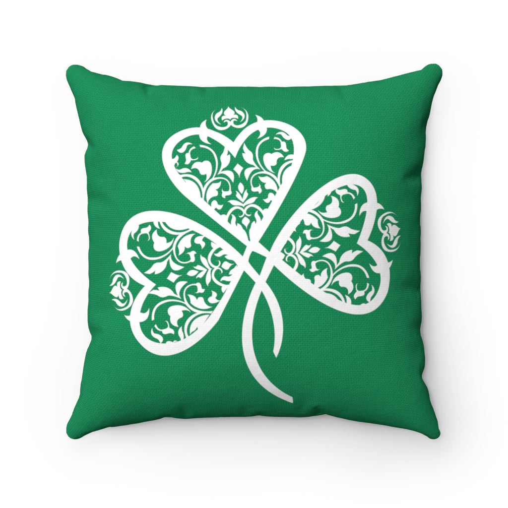 St. Patrick's Day Filigree Shamrock "Kelly Green" Square Pillow (20 X 20)