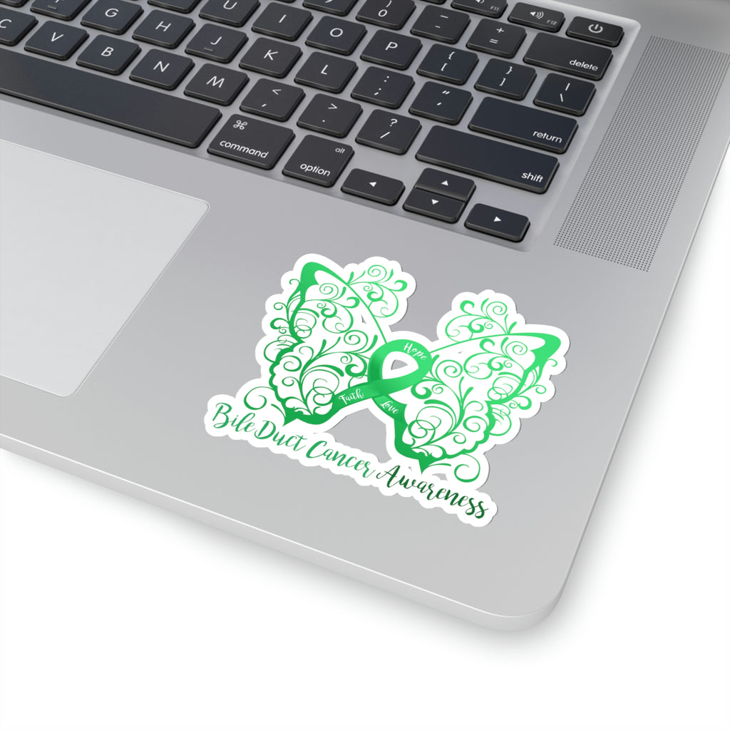 Bile Duct Cancer Awareness Filigree Butterfly Sticker (3 x 3)