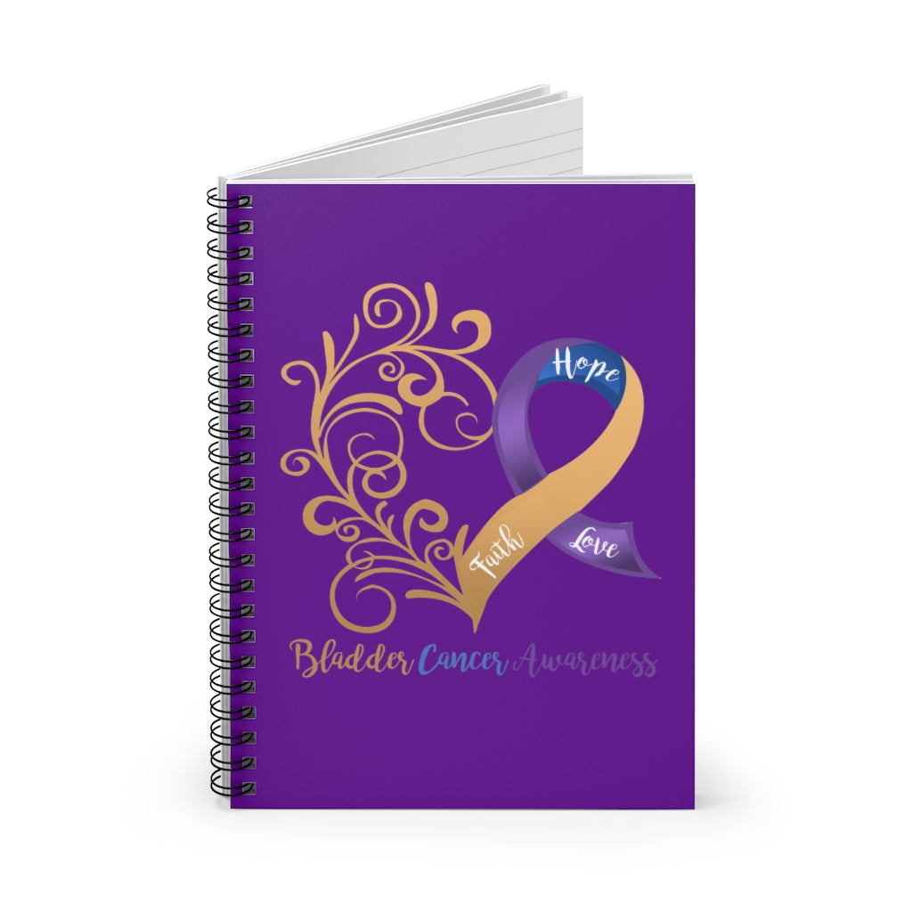 Bladder Cancer Awareness Dark Purple Spiral Journal - Ruled Line