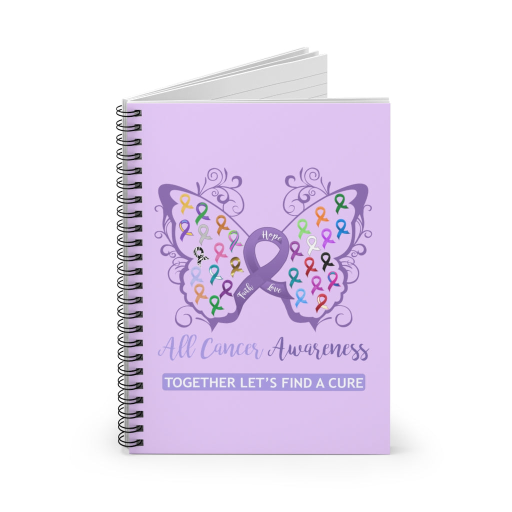 All Cancer Awareness Filigree Butterfly Lavender Spiral Journal - Ruled Line