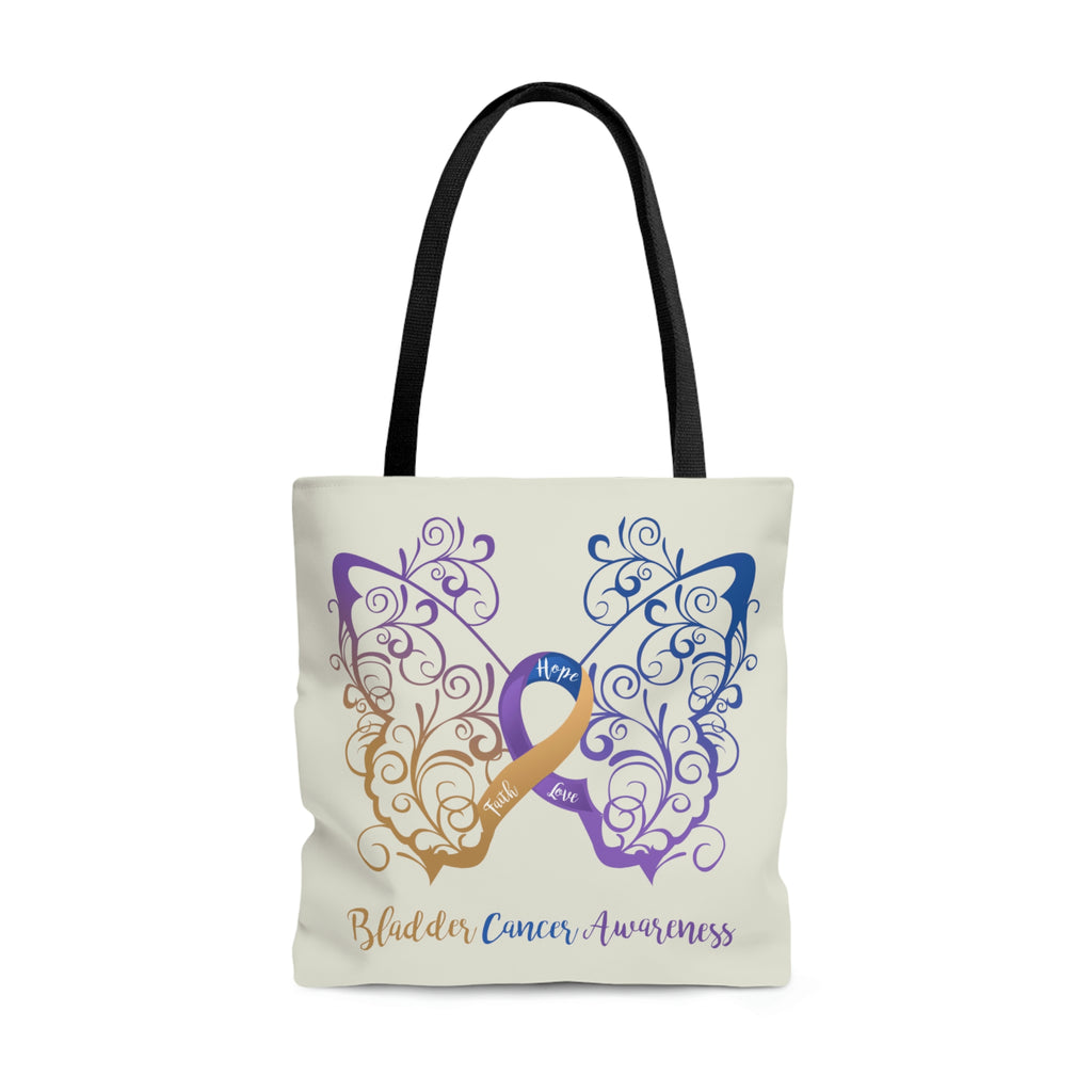 Bladder Cancer Awareness Filigree Butterfly Large "Natural" Tote Bag
