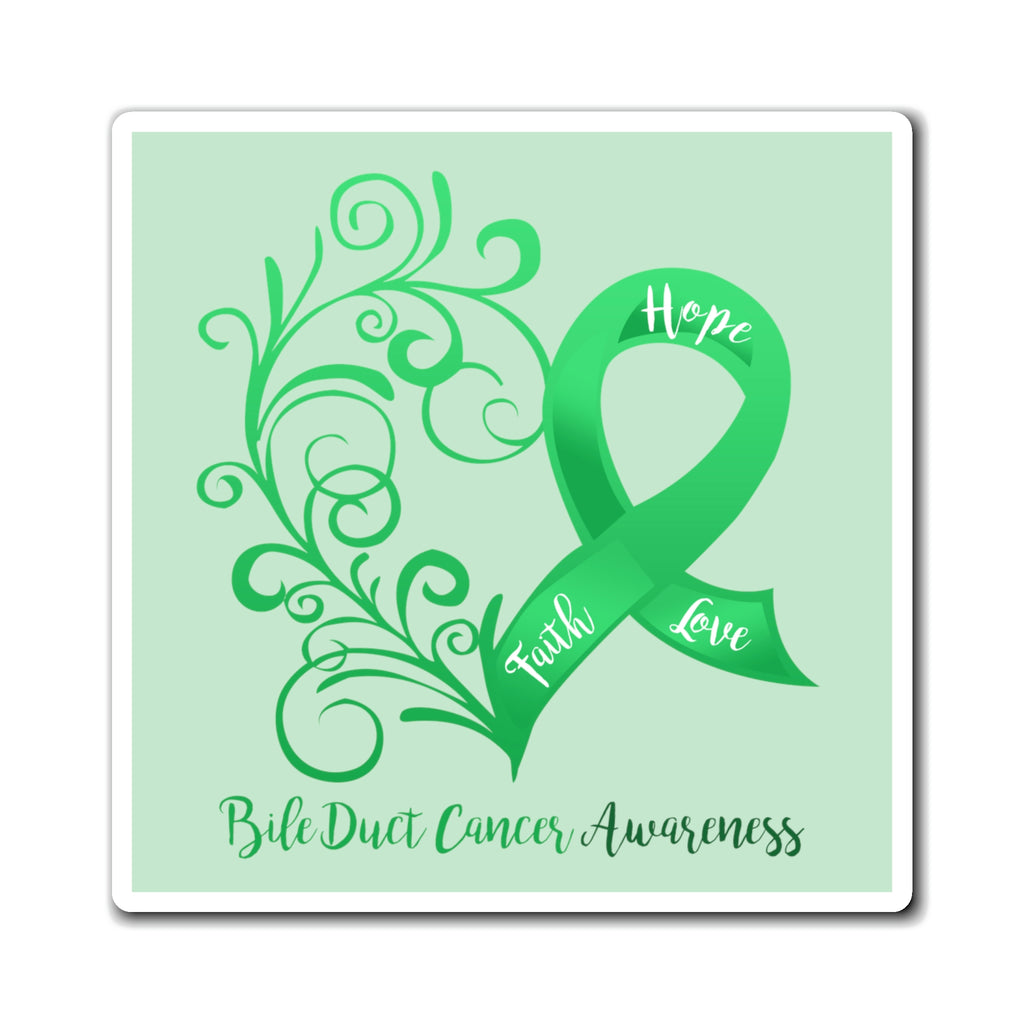 Bile Duct Cancer Awareness Heart Magnet (Light Green) (3 Sizes Available)