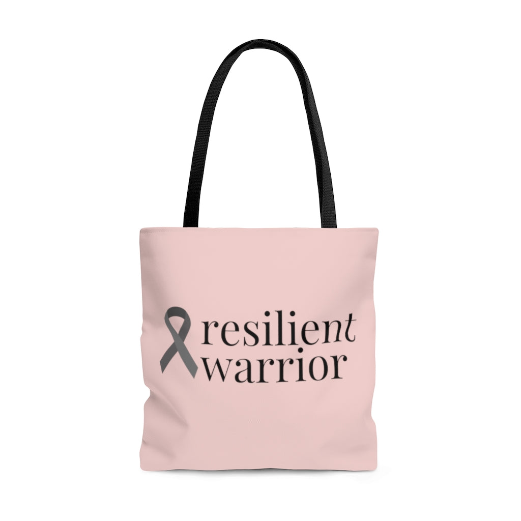 Brain Cancer "resilient warrior" Large "Light Coral" Tote Bag (Dual-Sided Design)