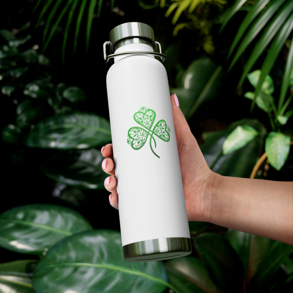 St. Patrick's Day Filigree Shamrock Copper Vacuum Insulated Bottle, 22oz - Several Colors Available