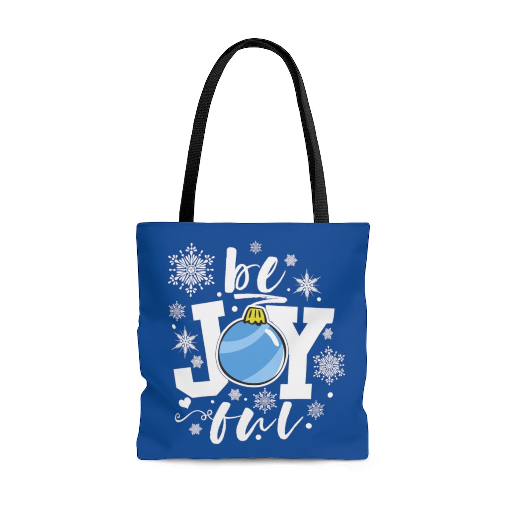 be Joyful Ornament Snowflakes Royal Blue Tote Bag (Dual-Sided Design)