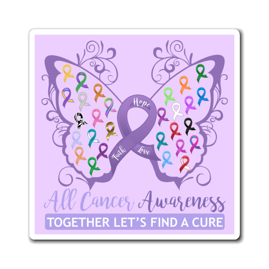 All Cancer Awareness Filigree Butterfly Magnet (Lavender Background) (3 Sizes Available)