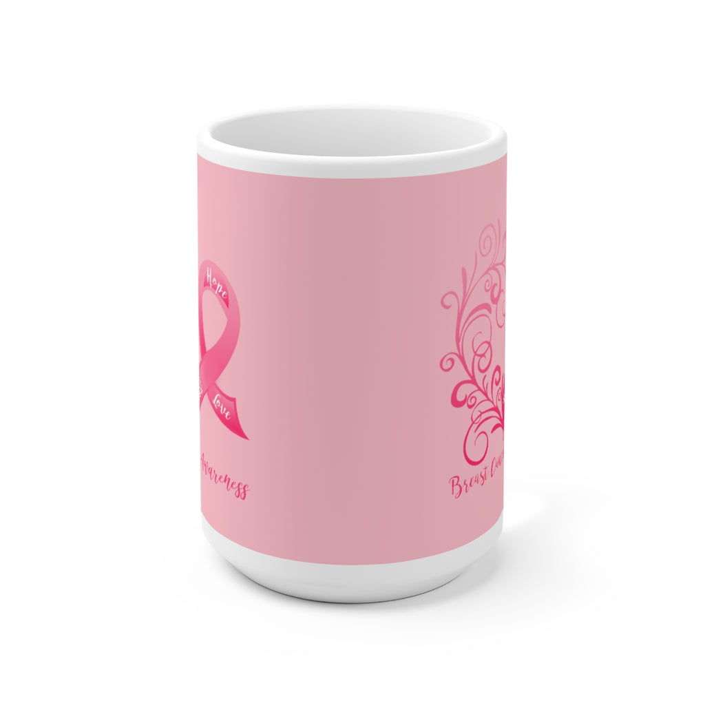 Breast Cancer Awareness Heart (Pink) Mug (15oz) (Dual Sided-Design)