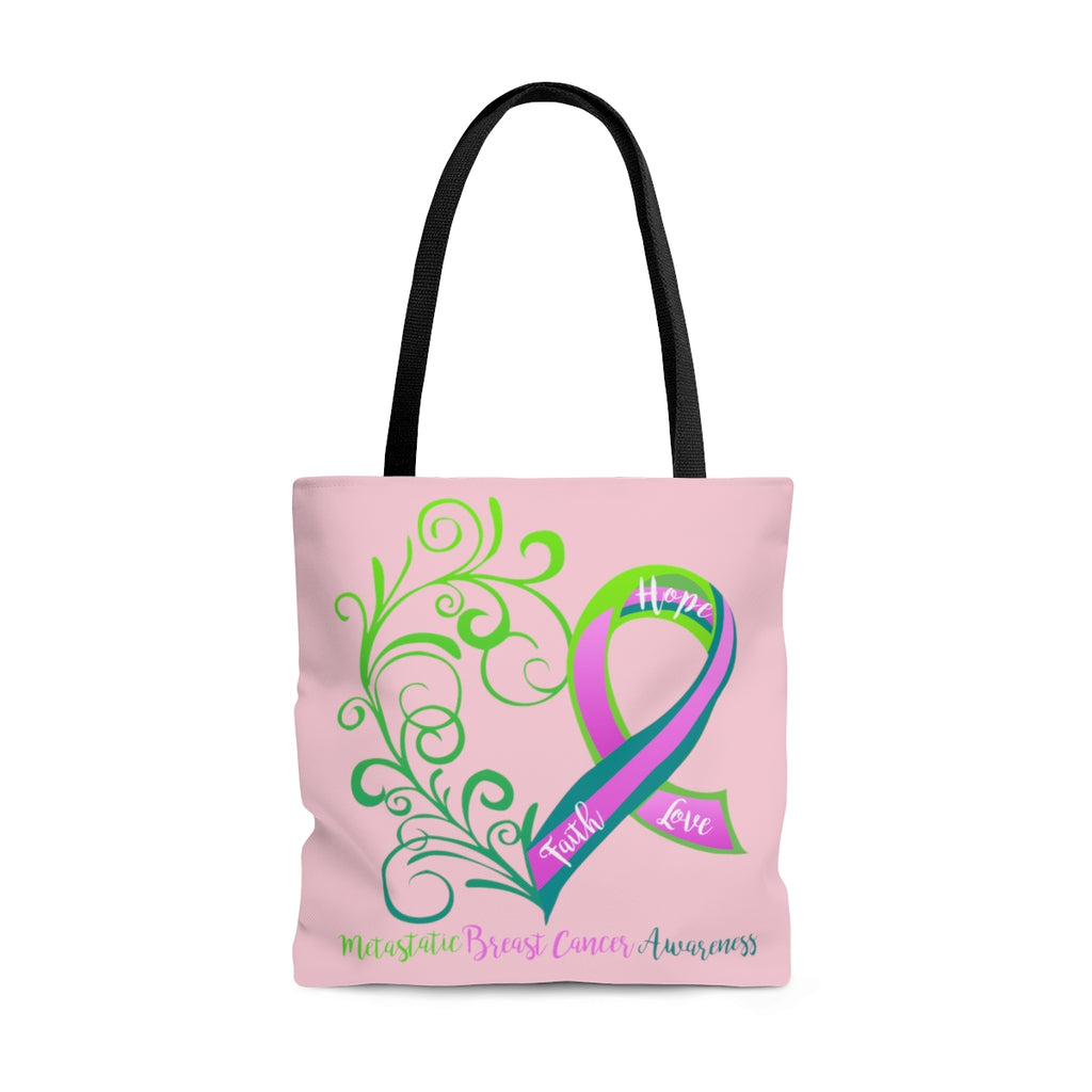 Metastatic Breast Cancer Awareness Large Pink Tote Bag (Dual Sided Design)