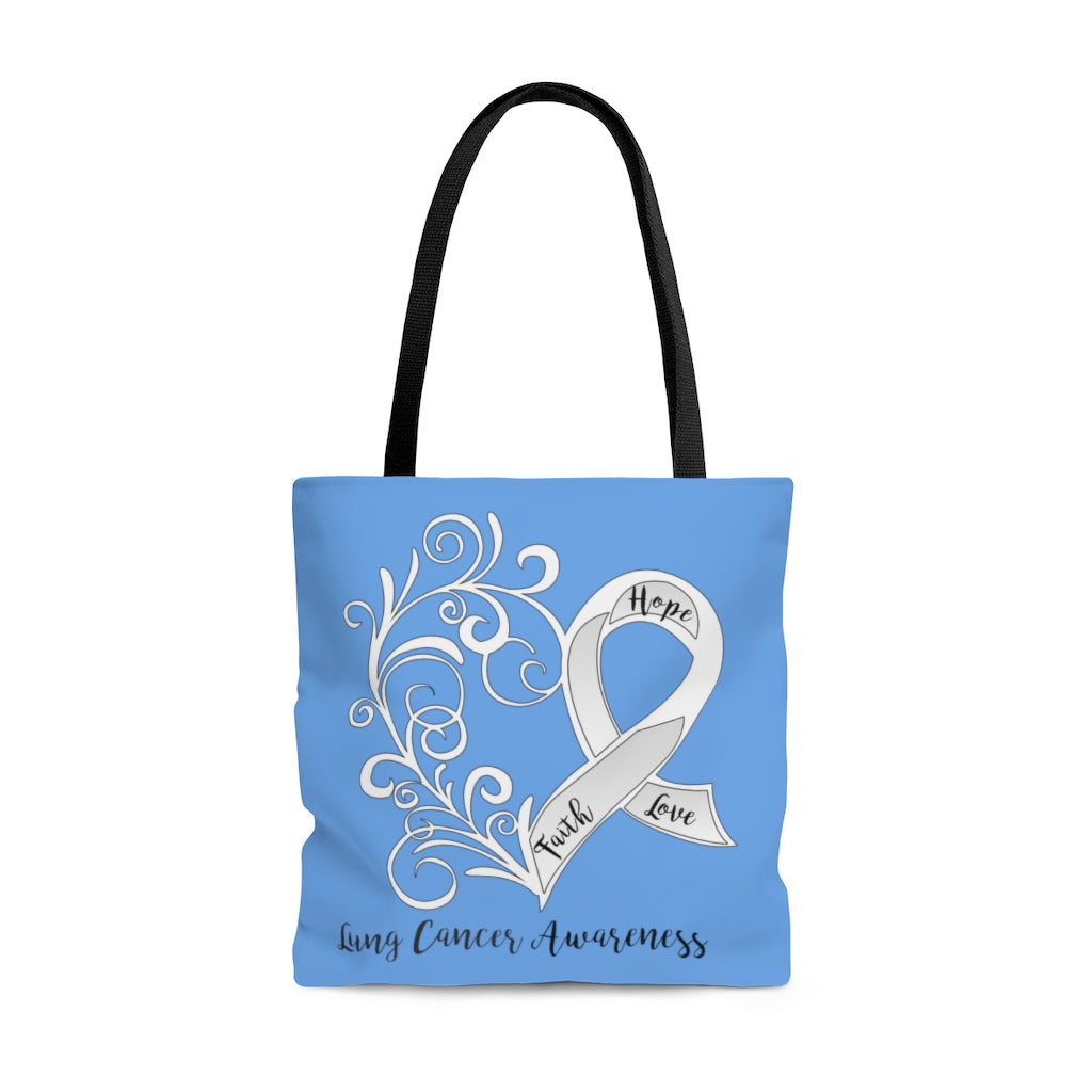 Lung Cancer Awareness Large "Light Blue" Tote Bag (Dual Sided Design)