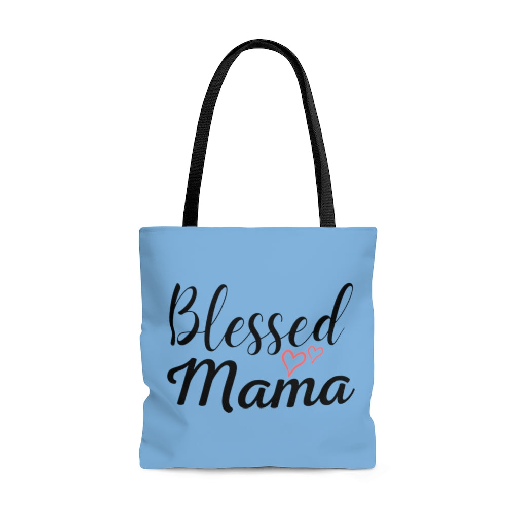Blessed Mama Hearts Large "Light Blue" Tote Bag