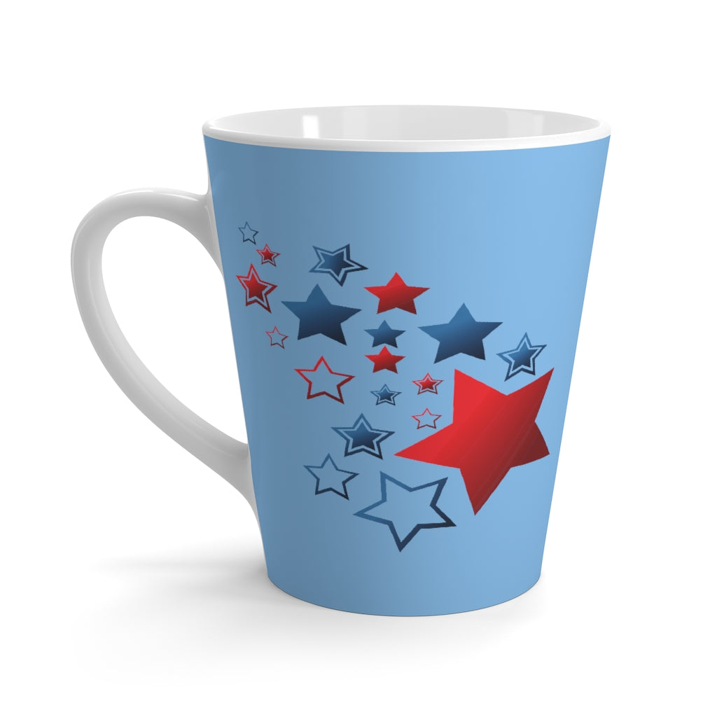 July 4th Stars Light Blue Latte Mug (12 oz.)
