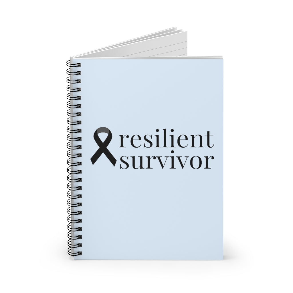 Melanoma & Skin Cancer resilient survivor "Light Blue" Spiral Journal - Ruled Line