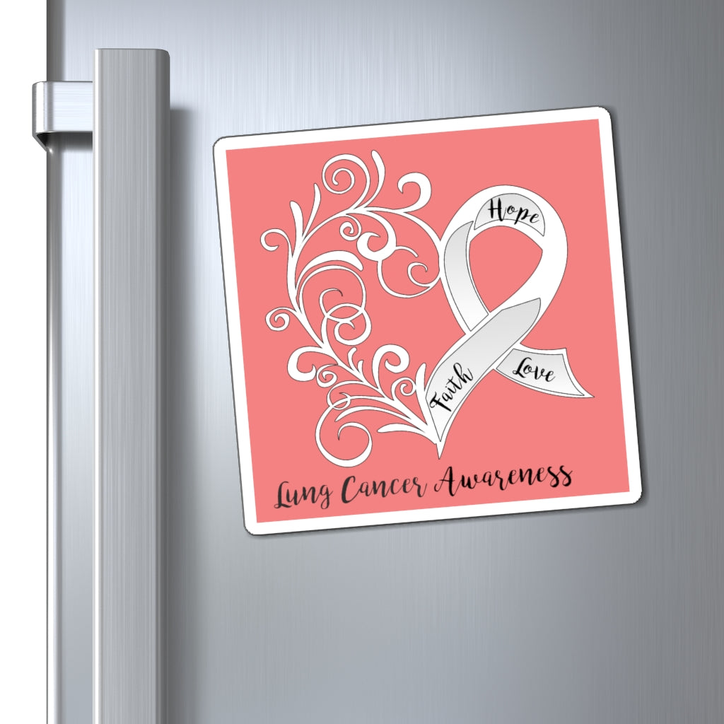 Lung Cancer Awareness Magnet (Coral) (3 Sizes Available)