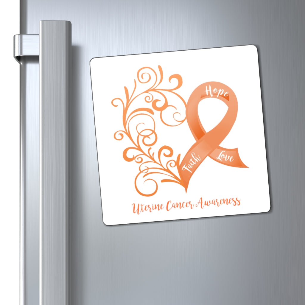 Uterine Cancer Awareness Magnet (White Background) (3 Sizes Available)