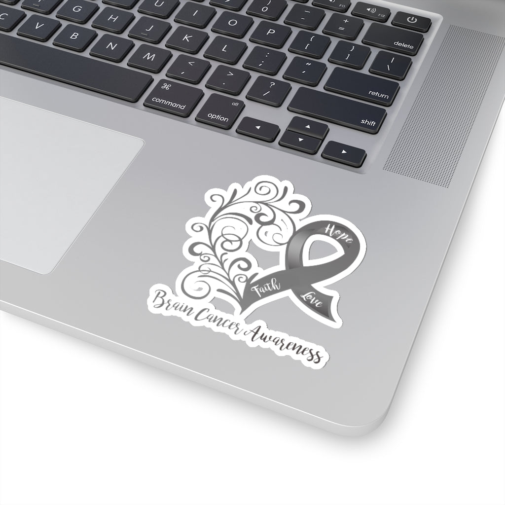 Brain Cancer Awareness Heart Sticker (3x3)