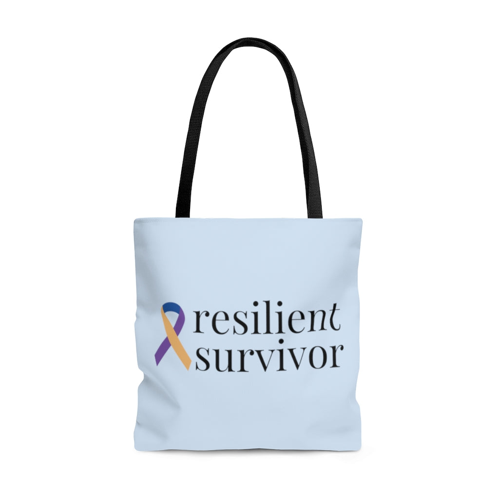 Bladder Cancer "resilient survivor" Large "Light Blue" Tote Bag (Dual-Sided Design)