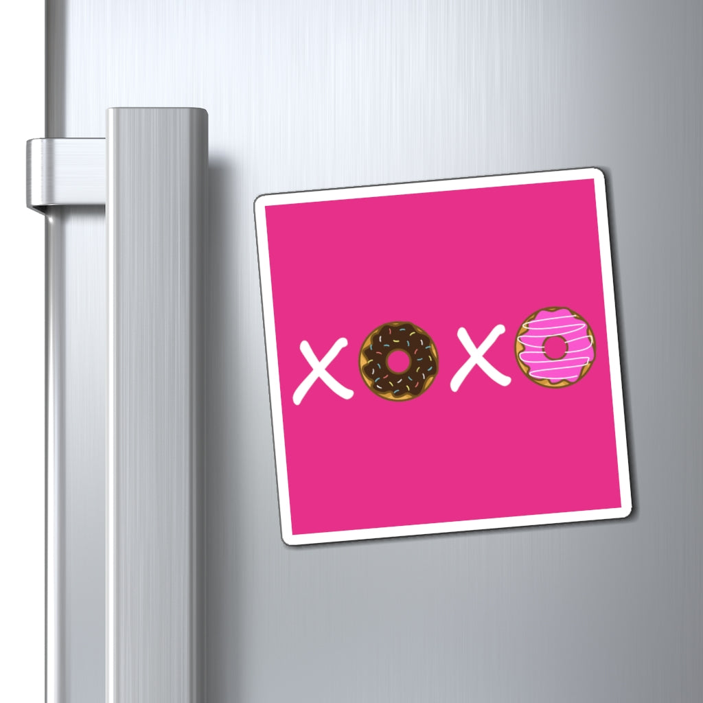 XOXO Donuts Magnet (Raspberry Background) (3 Sizes Available)