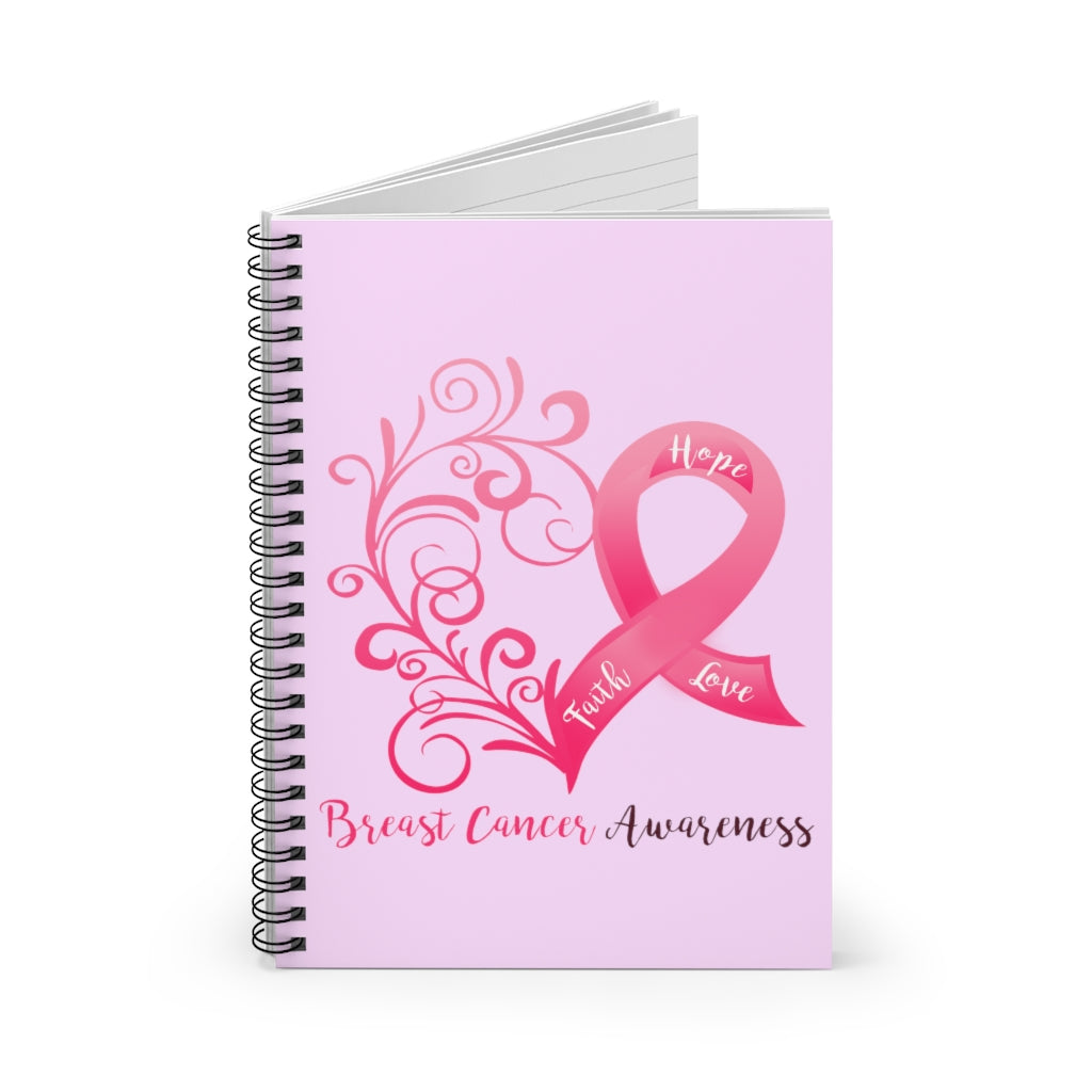 Breast Cancer Awareness Heart "Lilac" Spiral Journal - Ruled Line