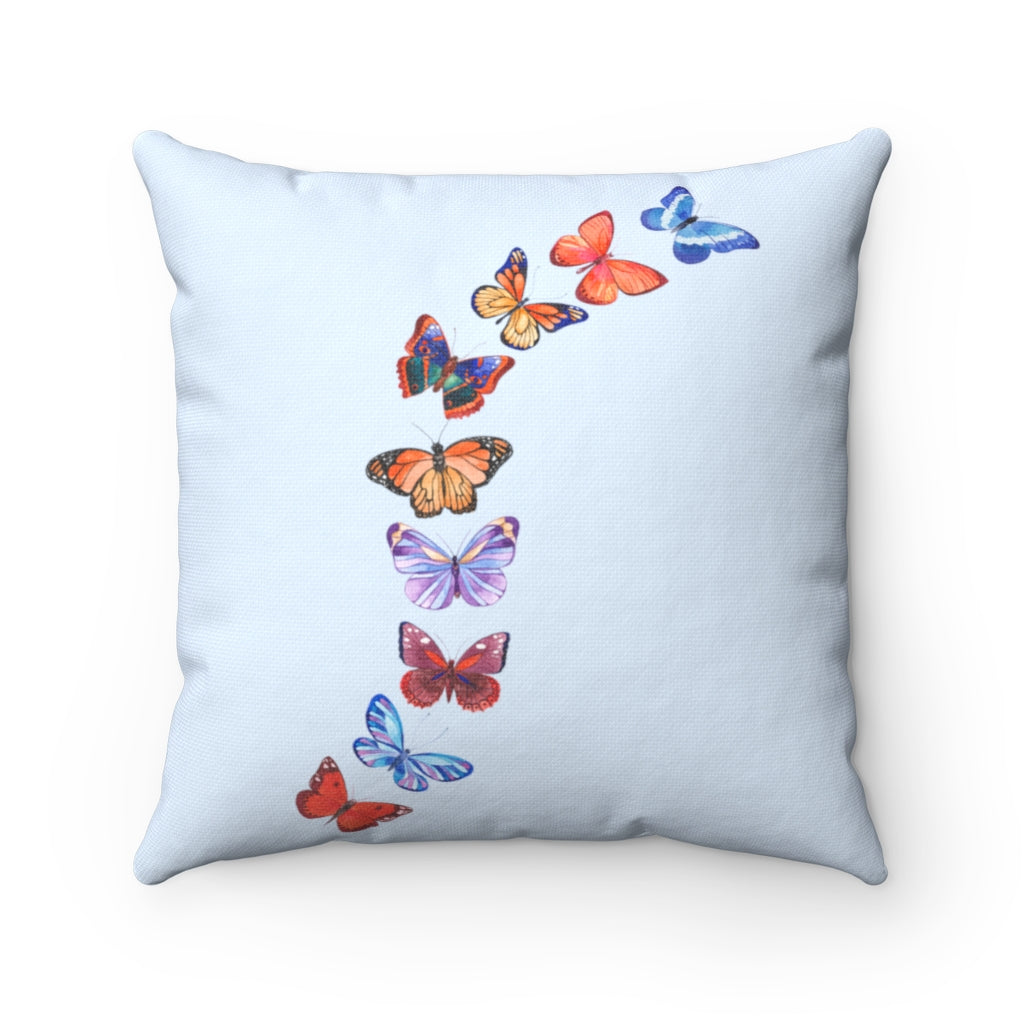 Butterflies in Flight "Light Blue" Square Pillow (20 X 20)