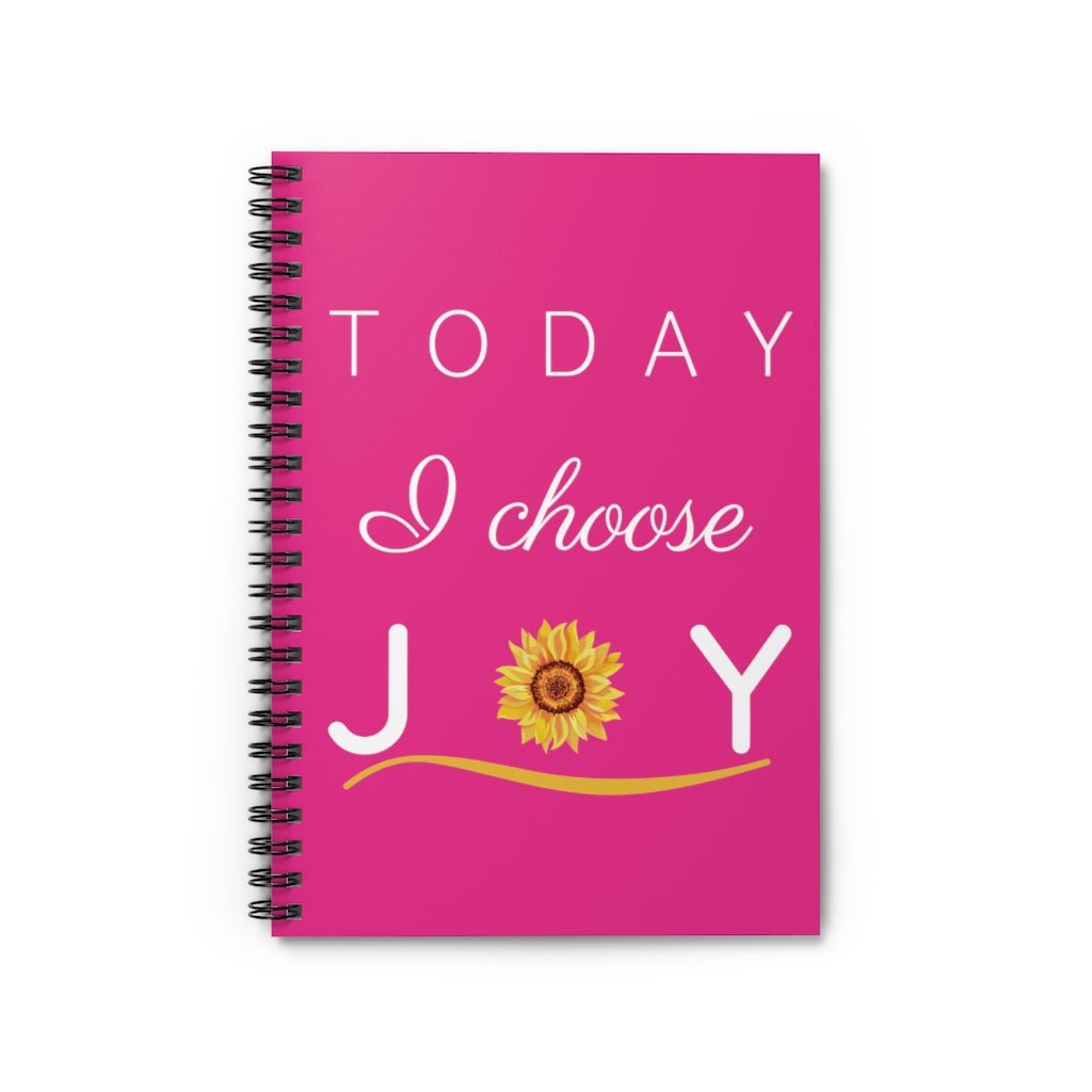 "Today I Choose Joy" Raspberry Spiral Journal - Ruled Line