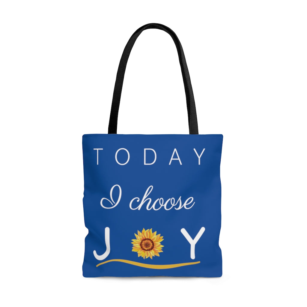 "Today I Choose Joy" Large Navy Tote Bag (Dual-Sided Design)
