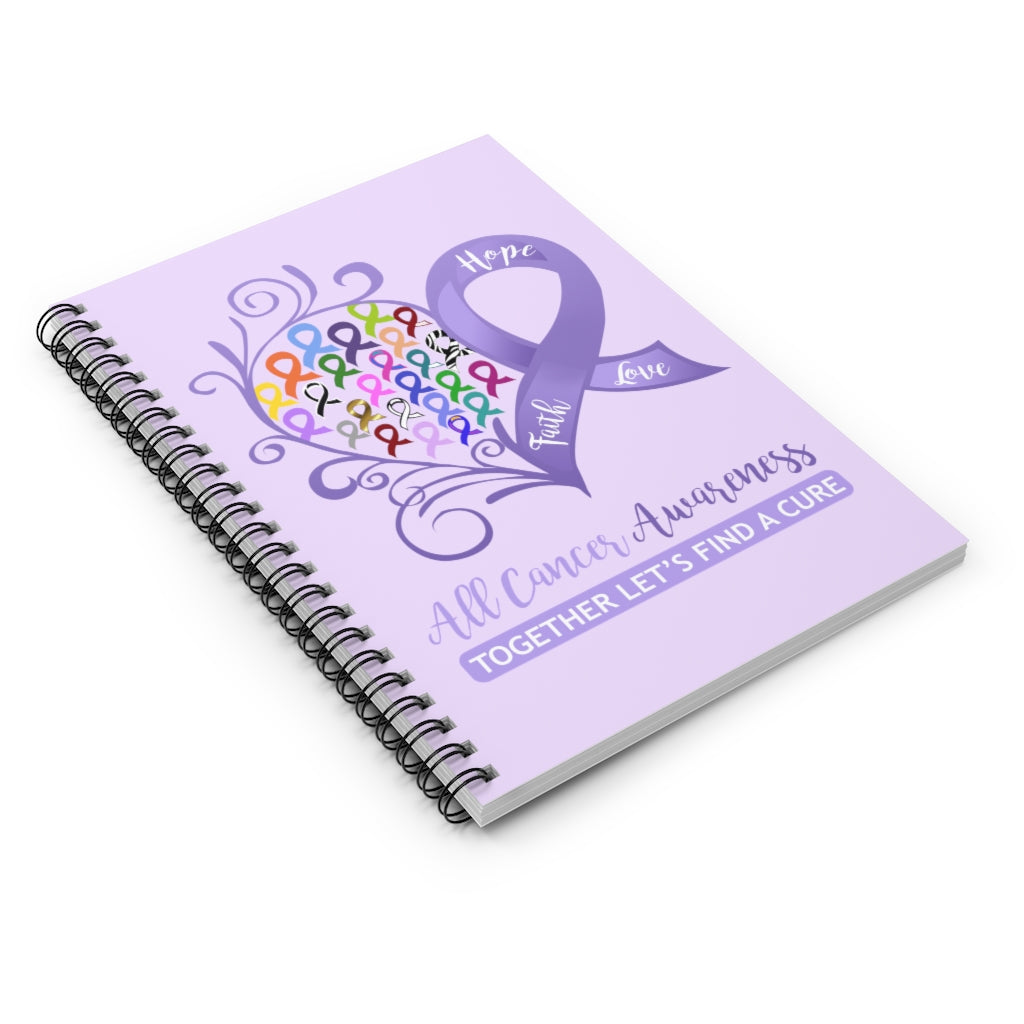 All Cancer Awareness Heart Lavender Spiral Journal - Ruled Line