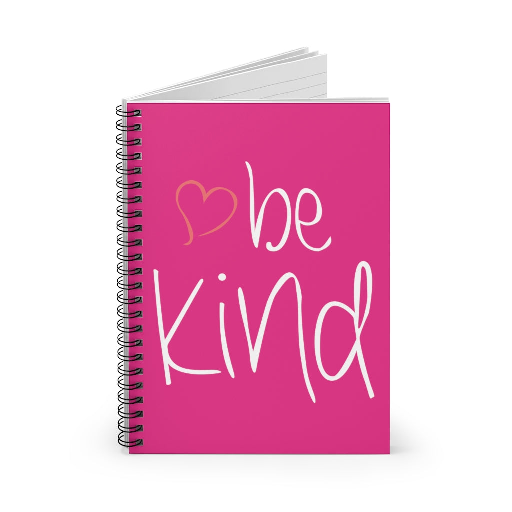be kind Heart Raspberry Spiral Journal - Ruled Line